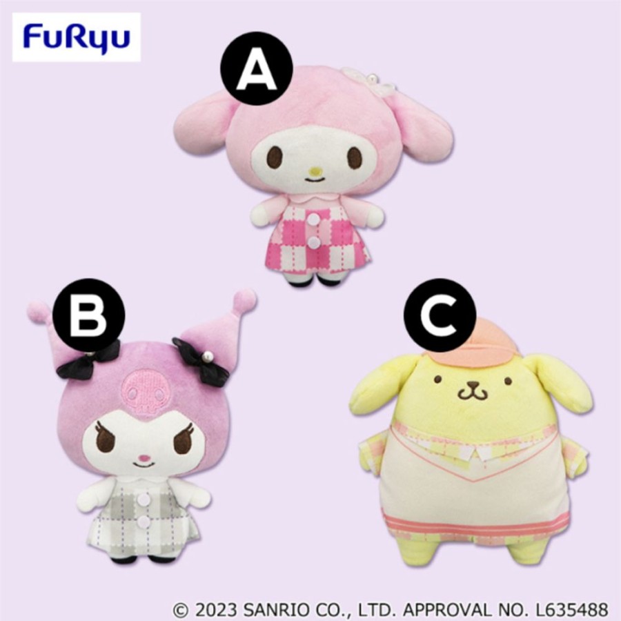 Plush Toys Furyu | Sanrio Characters Bias Diary Plush My Melody & Kuromi & Pompompurin